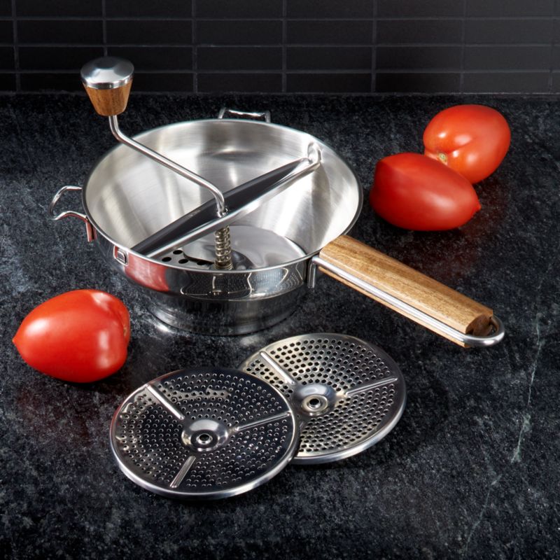 Stainless Steel Food Mill with Wood Handle + Reviews Crate and Barrel