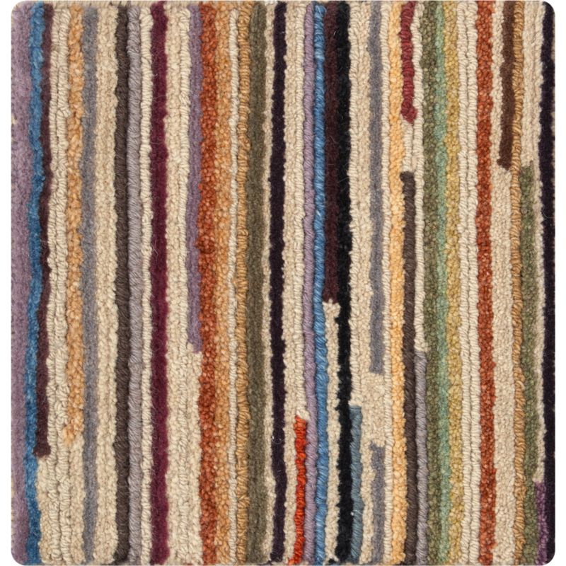 Savoy Cream Striped Hand Knotted Wool 12" sq. Rug Swatch Crate and Barrel