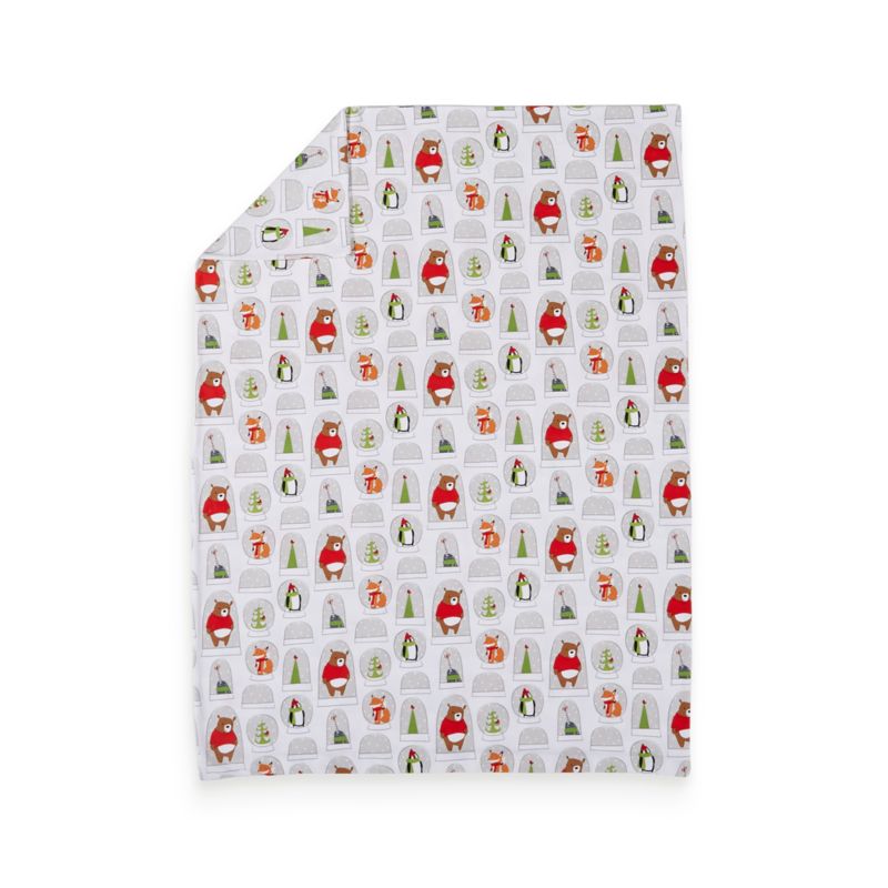 Organic Snow Globe Flannel Toddler Duvet Cover + Reviews Crate and Barrel