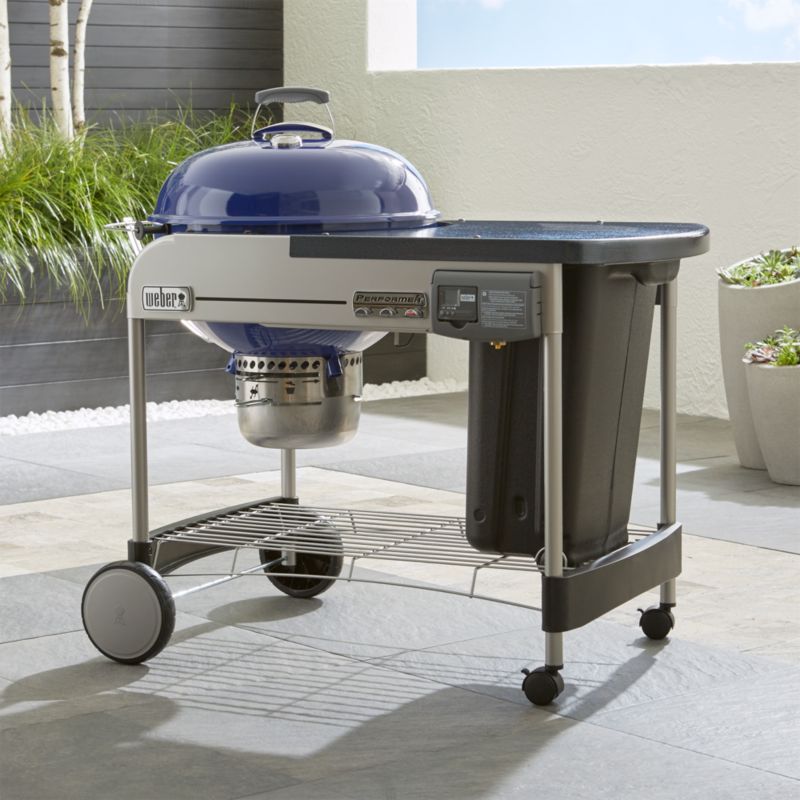 Weber Blue Performer Deluxe Charcoal Grill + Reviews Crate and Barrel
