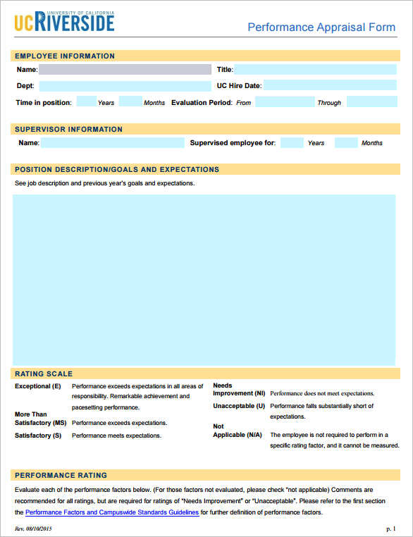 Employee Appraisal Form Template Word Master Template Employee Appraisal Form Template Word Master Template