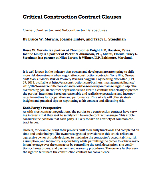 28+ Construction Contract Form Templates Free PDF, Doc, Word Samples