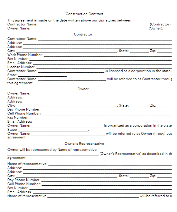28+ Construction Contract Form Templates Free PDF, Doc, Word Samples