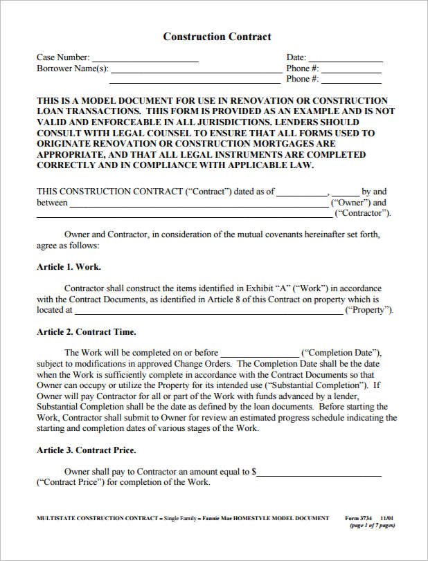 12+ Construction Agreement Template Free Word, PDF Formats