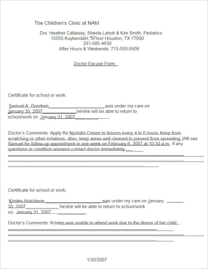 37+ Doctors Note Template Free PDF, Word Examples
