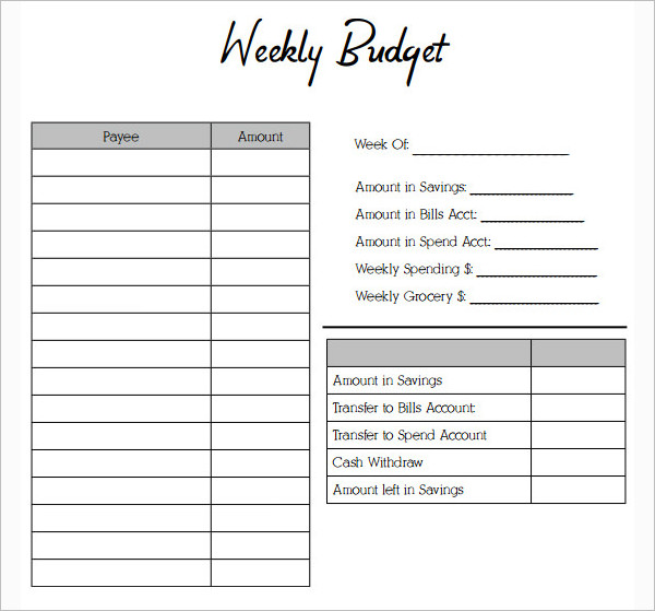 17+ Simple Weekly Budget Templates Free Excel, Word, PDF Formats