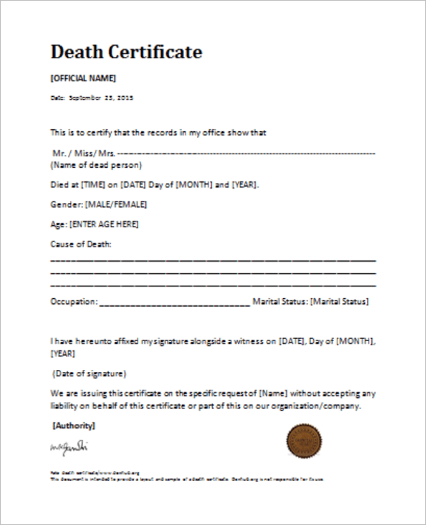 Death Certificate Templates Free & Premium Samples