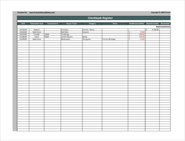 30+ Checkbook Register Templates Free PDF, Excel Format