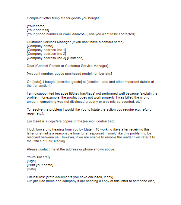 25+ Complaint Letter Templates Free Word, Samples, Examples