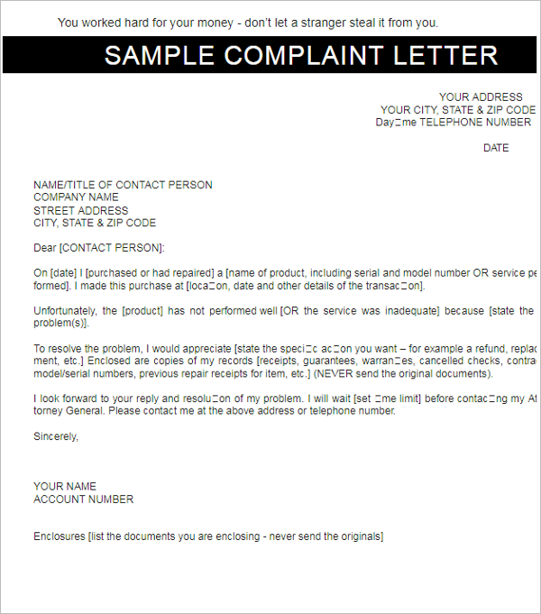 25+ Complaint Letter Templates Free Word, Samples, Examples