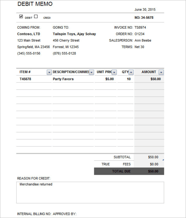 16+ Free Debit Memo Templates Word, PDF, Excel Formats
