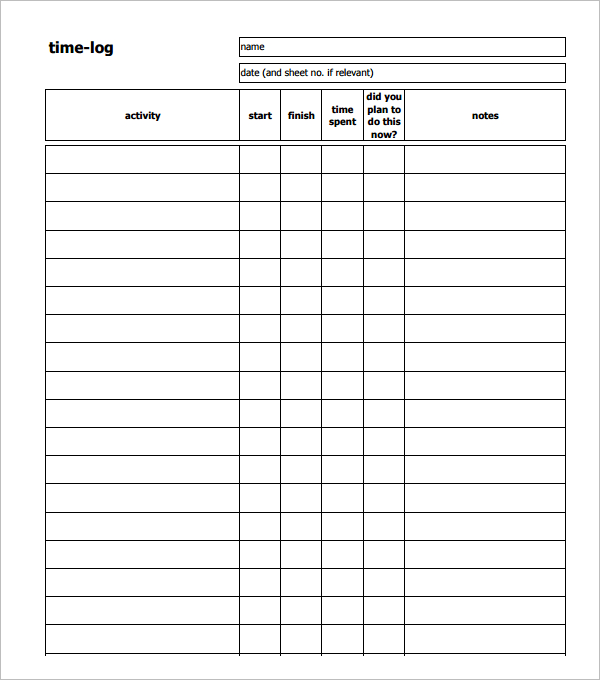 21+ Time Log Templates Free PDF, Word, Excel Formats