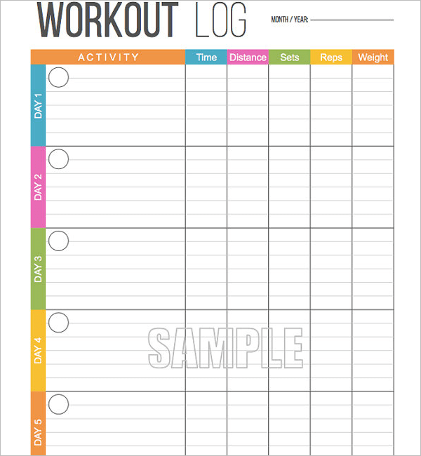 25+ Printable Workout Log Templates Free Excel, PDF, Word Formats