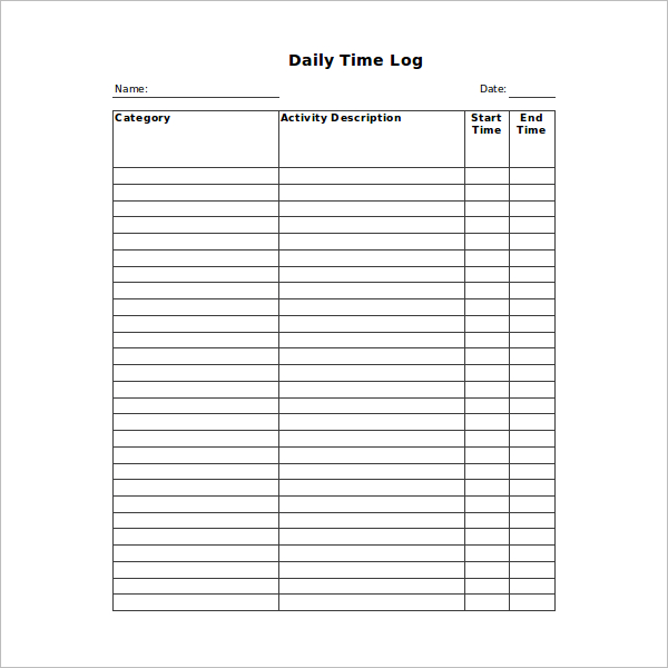 21+ Time Log Templates Free PDF, Word, Excel Formats