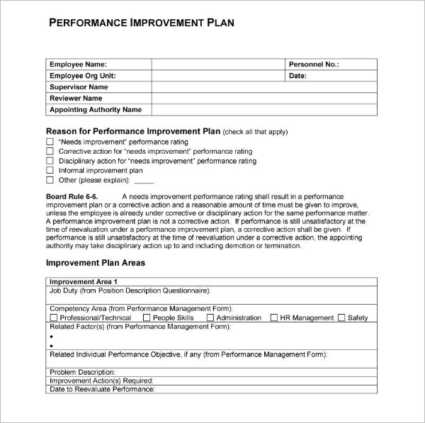 42+ Performance Improvement Plan Templates Free Word, XLS Formats