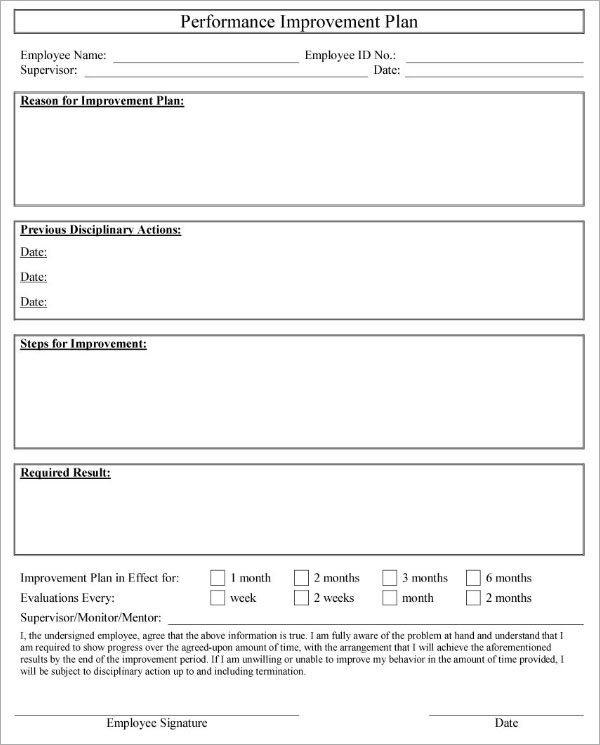 42+ Performance Improvement Plan Templates Free Word, Xls Formats