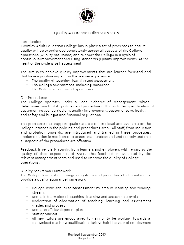 11+ Quality Assurance Plan Templates Free Excel, PDF, Word Formats