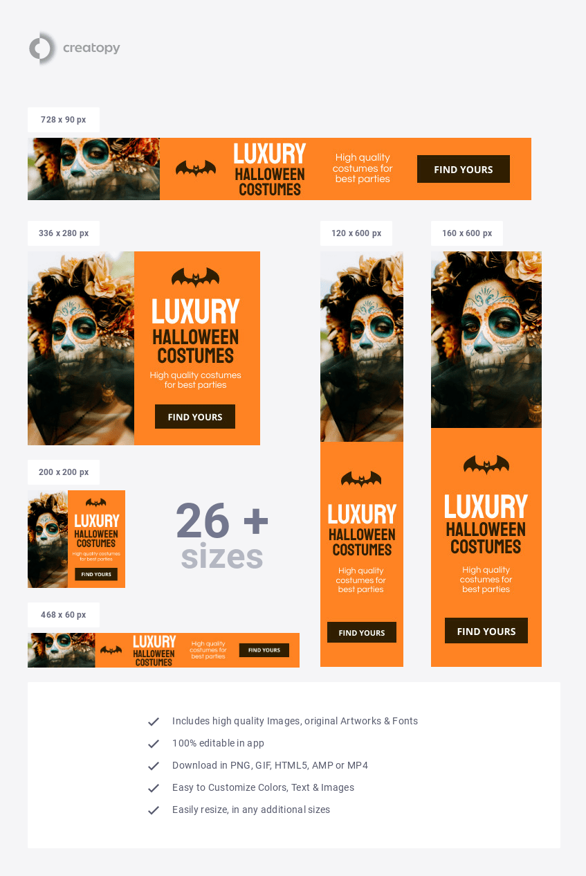 Luxury Quality Halloween Costumes Ad Template Creatopy