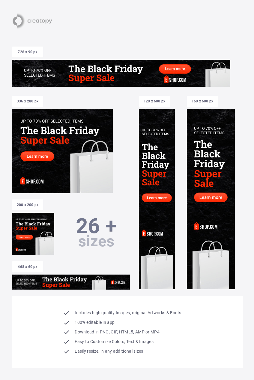 Black Friday White Bag Sale Ad Template Creatopy
