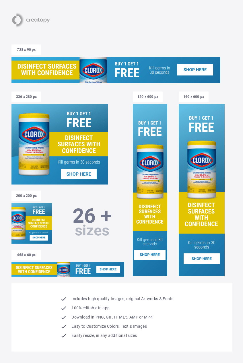 Clorox Kill Germs Bogo Deal Ad Template Creatopy