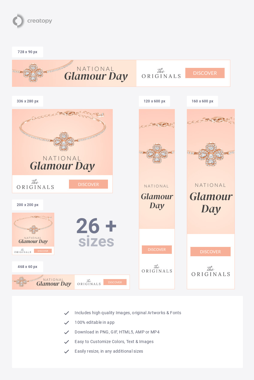 National Glamour Day Bracelet Ad Template Creatopy