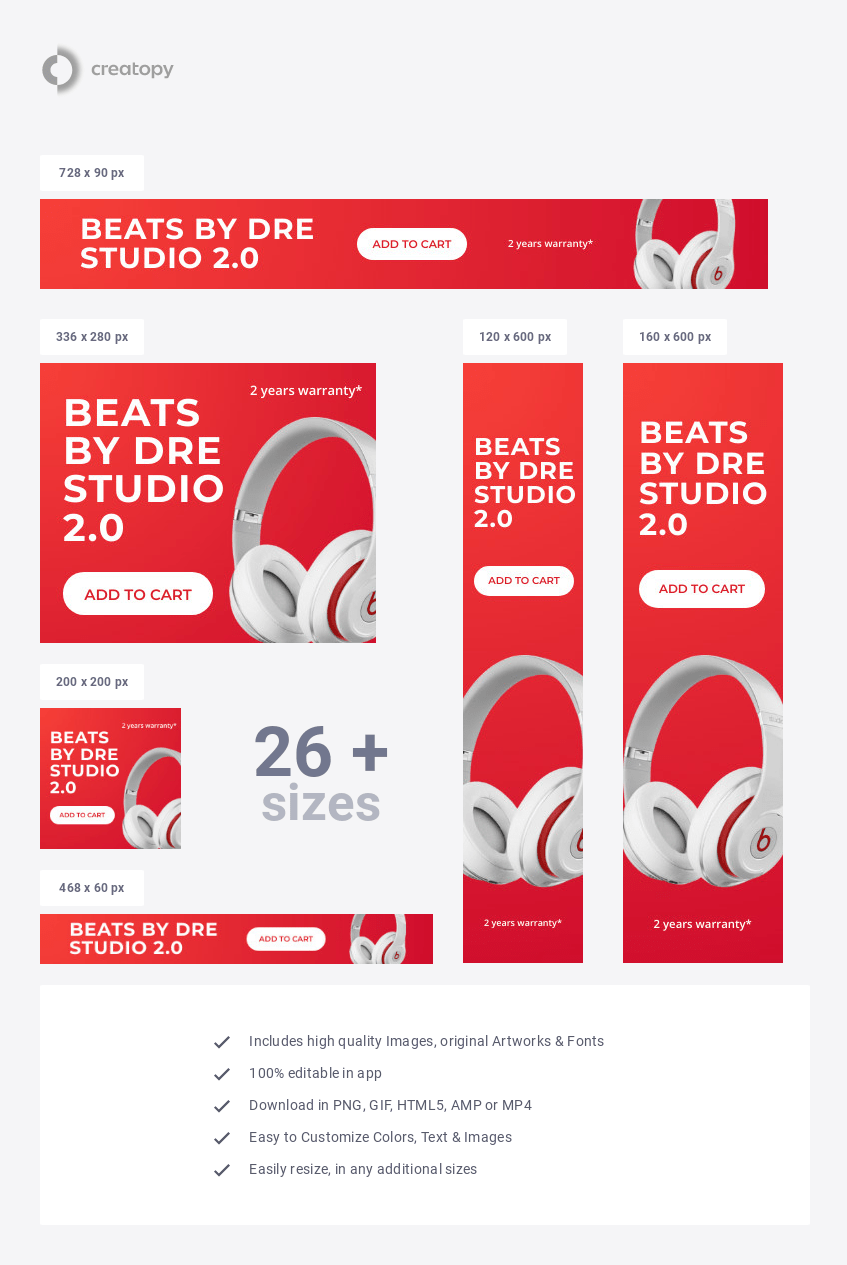 Buy Beats by Dre Headphones Ad Template Creatopy
