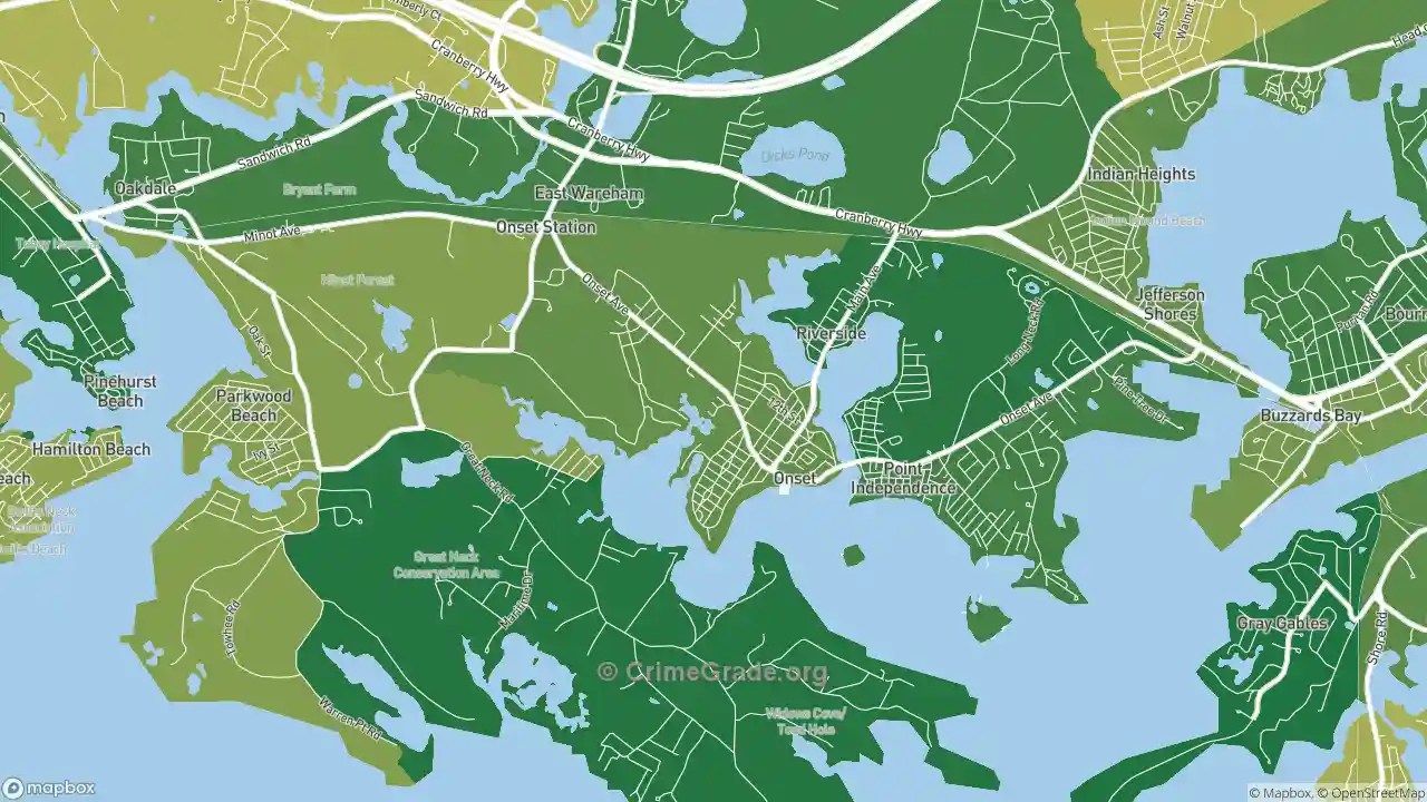 Map Of Onset Ma Onset, Ma Murder Rates And Murder Maps | Crimegrade.org