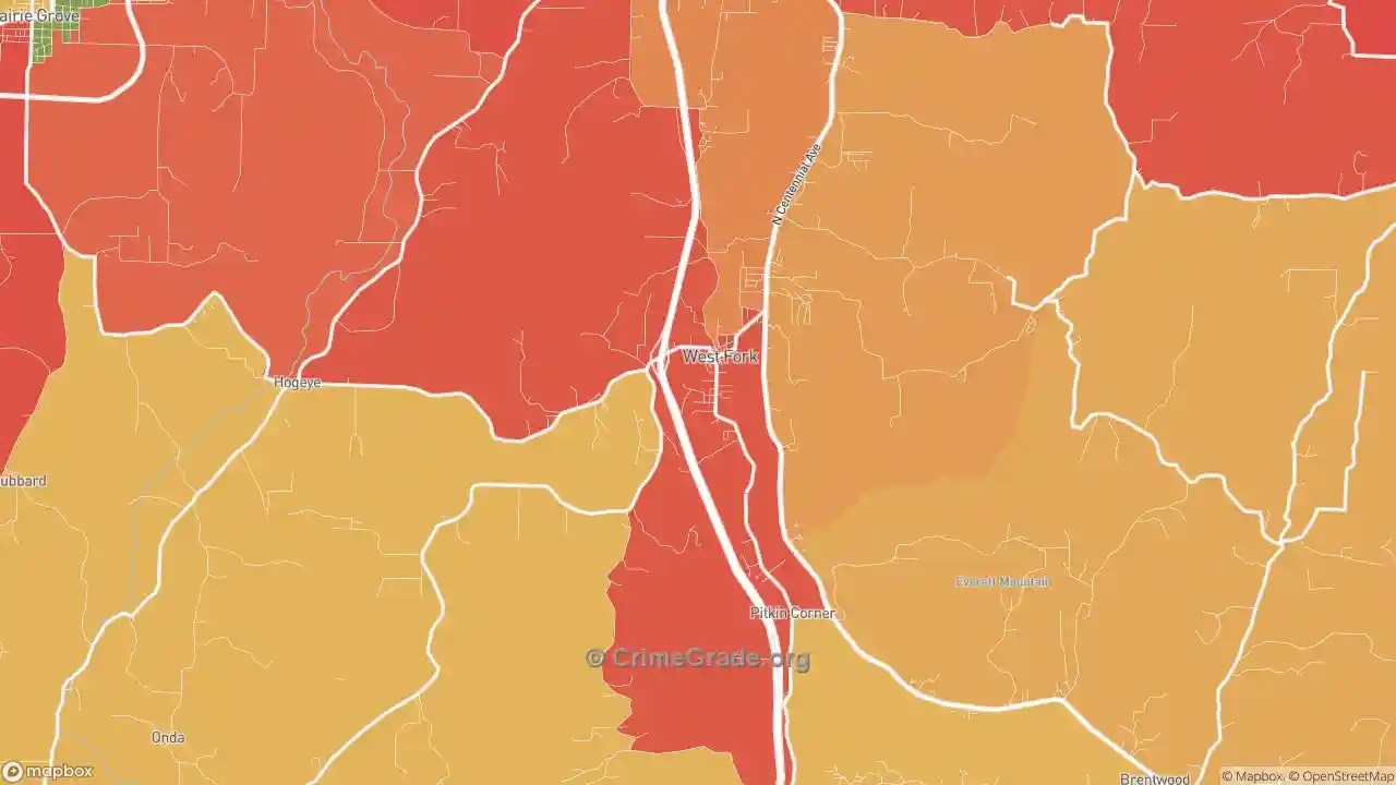 West Fork, AR Murder Rates and Murder Maps