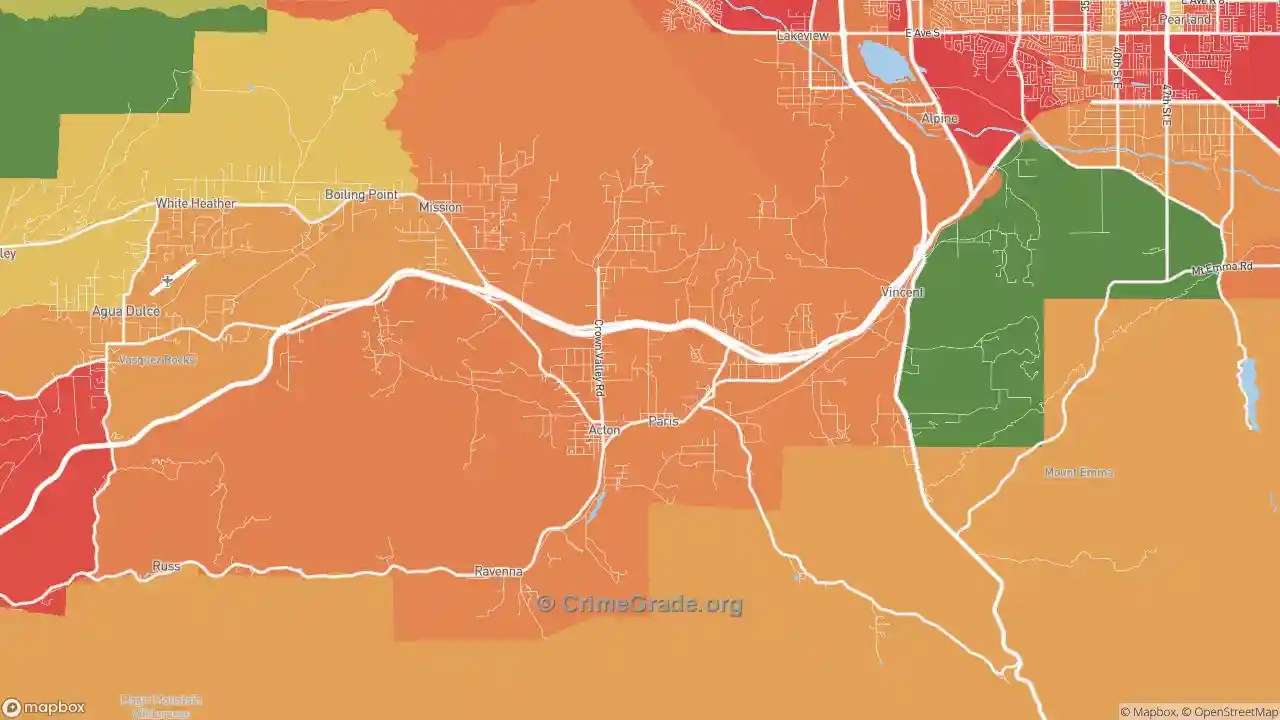 The Safest and Most Dangerous Places in Acton, CA Crime Maps and
