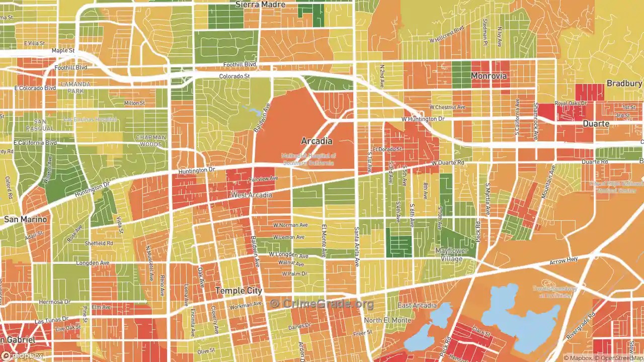 The Safest and Most Dangerous Places in Arcadia, CA Crime Maps and