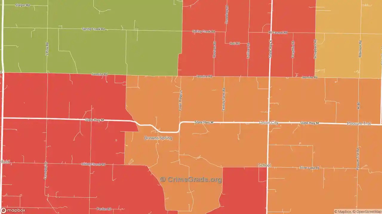The Safest and Most Dangerous Places in Browns Spring, MO Crime Maps