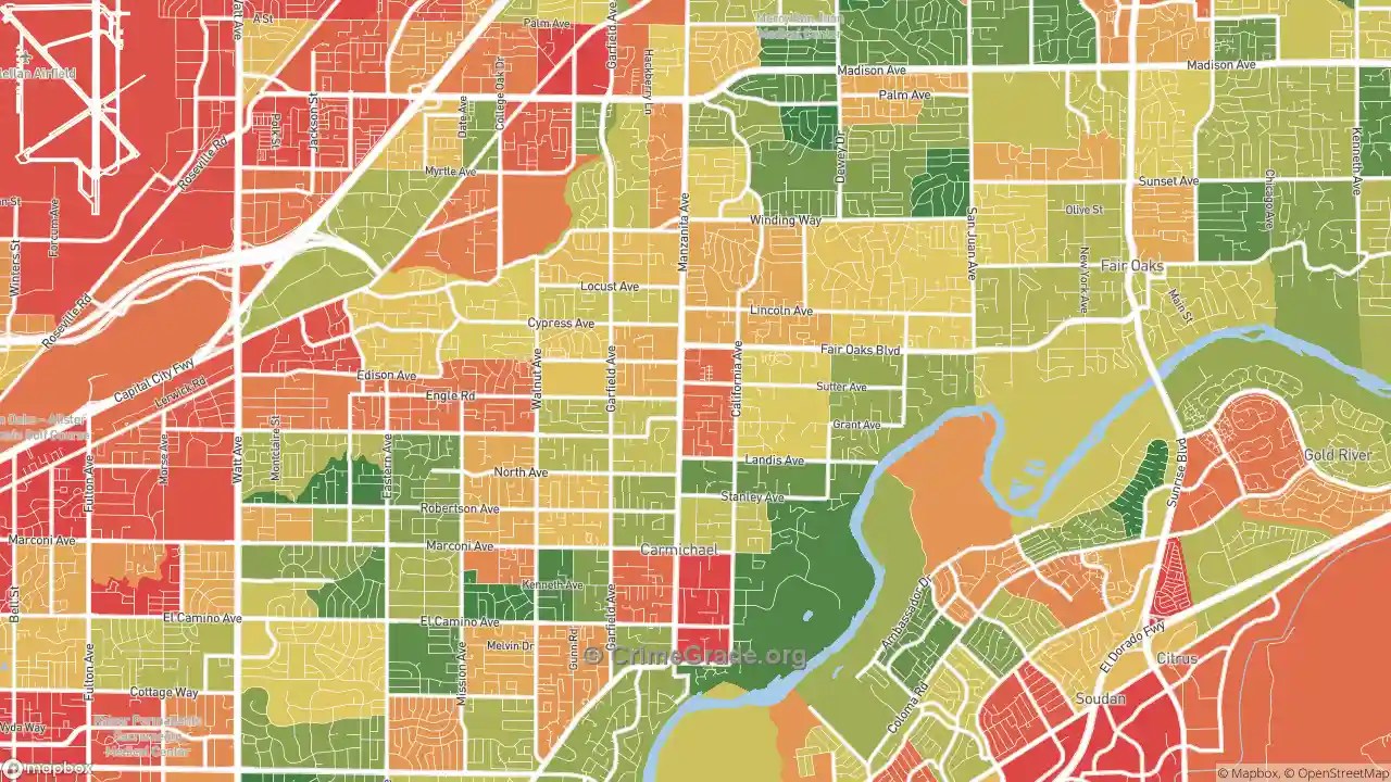 The Safest and Most Dangerous Places in Carmichael, CA Crime Maps and
