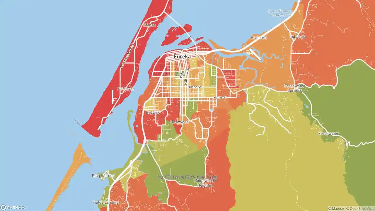 The Safest and Most Dangerous Places in Eureka, CA Crime Maps and