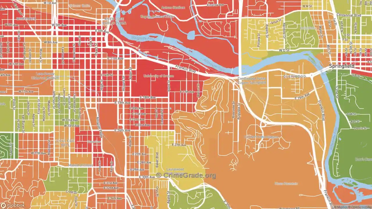 The Safest and Most Dangerous Places in Fairmount, Eugene, OR Crime