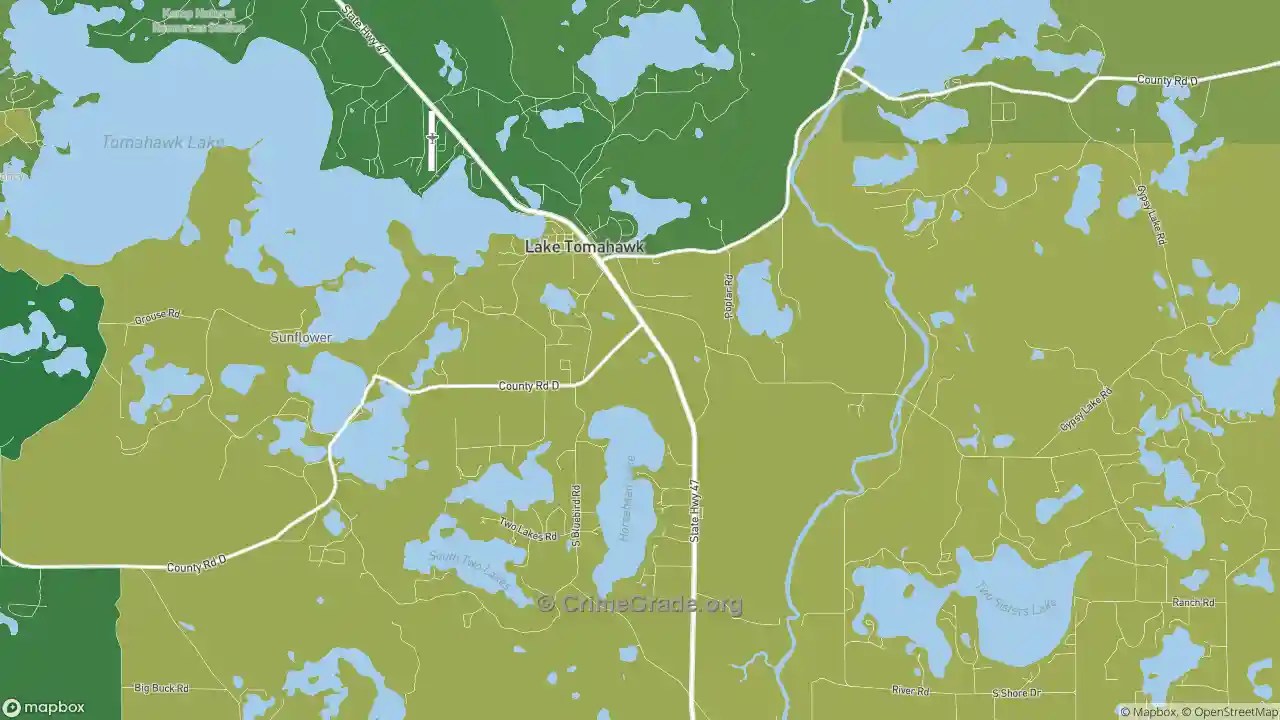 The Safest and Most Dangerous Places in Lake Tomahawk, WI Crime Maps