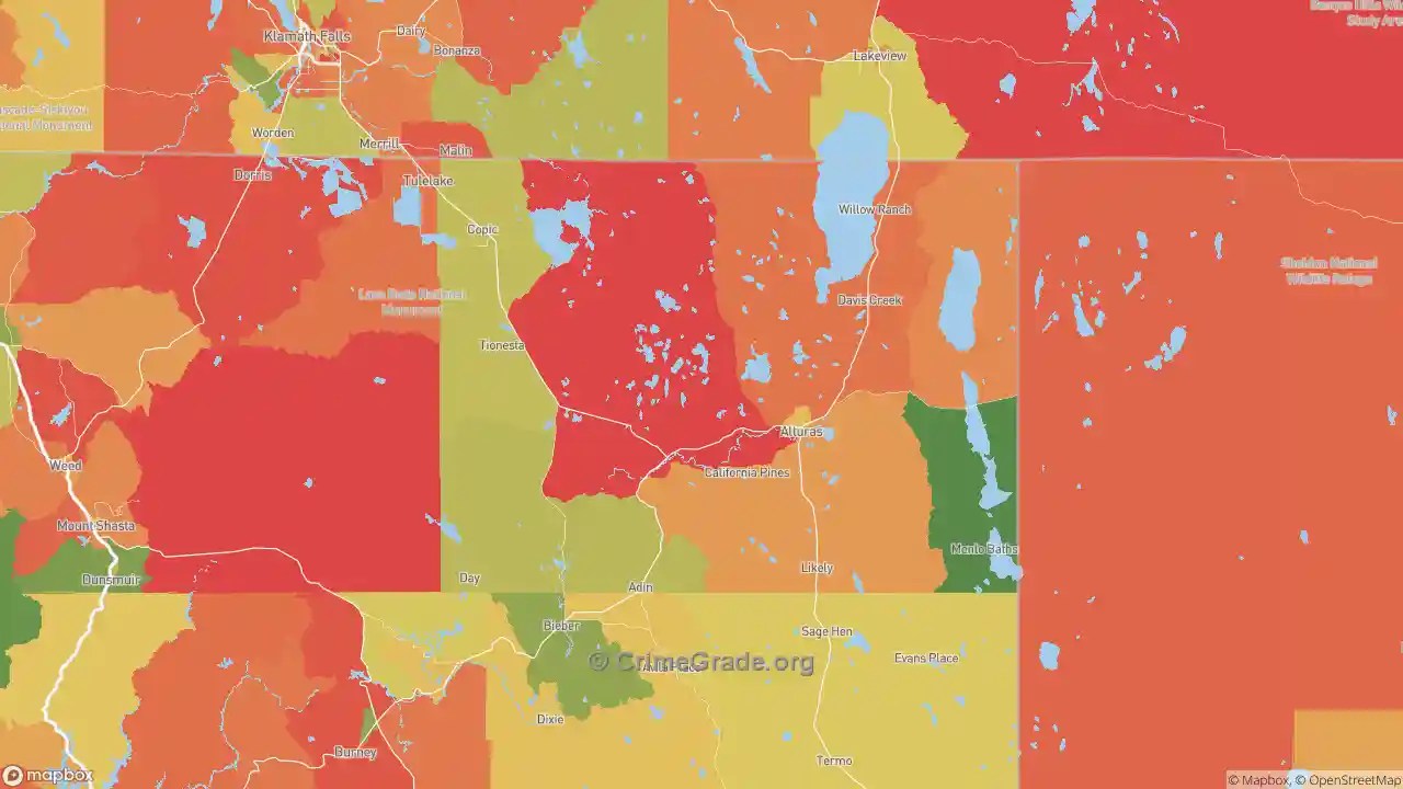 The Safest and Most Dangerous Places in Modoc County, CA Crime Maps