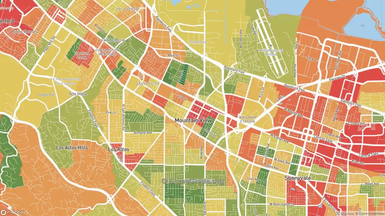 The Safest and Most Dangerous Places in Mountain View, CA Crime Maps