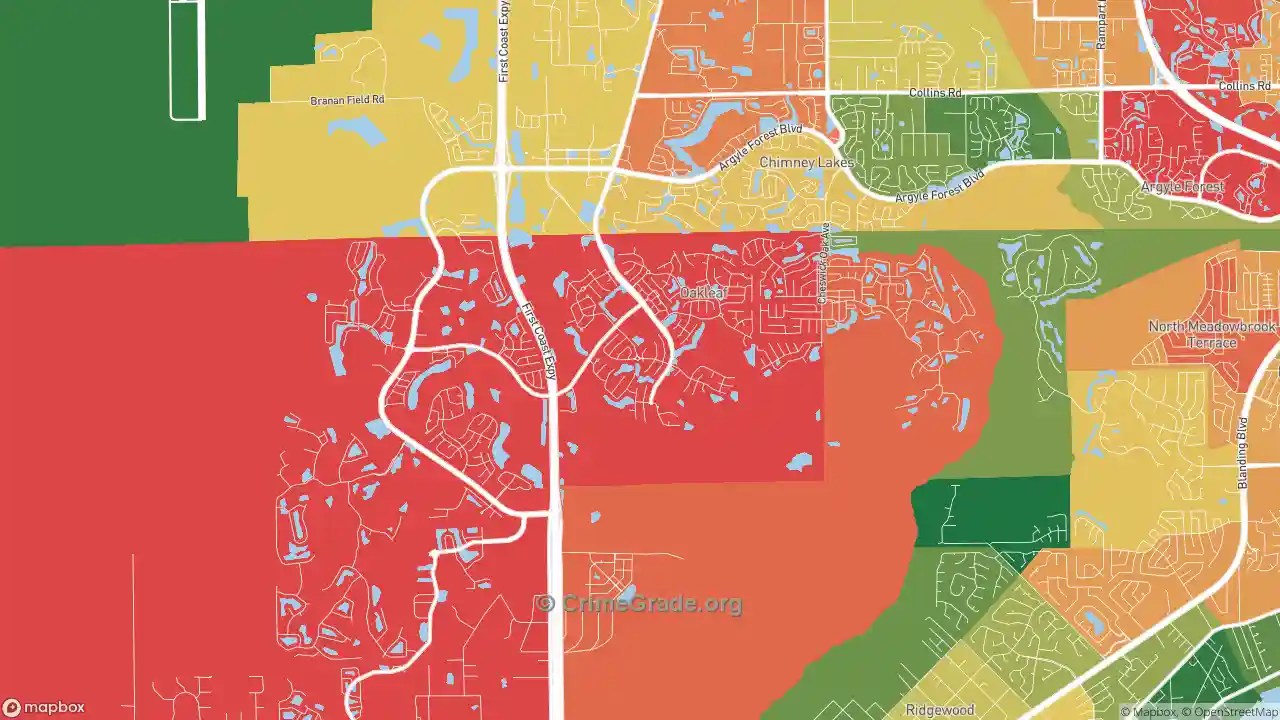 The Safest and Most Dangerous Places in Oakleaf Plantation, FL Crime