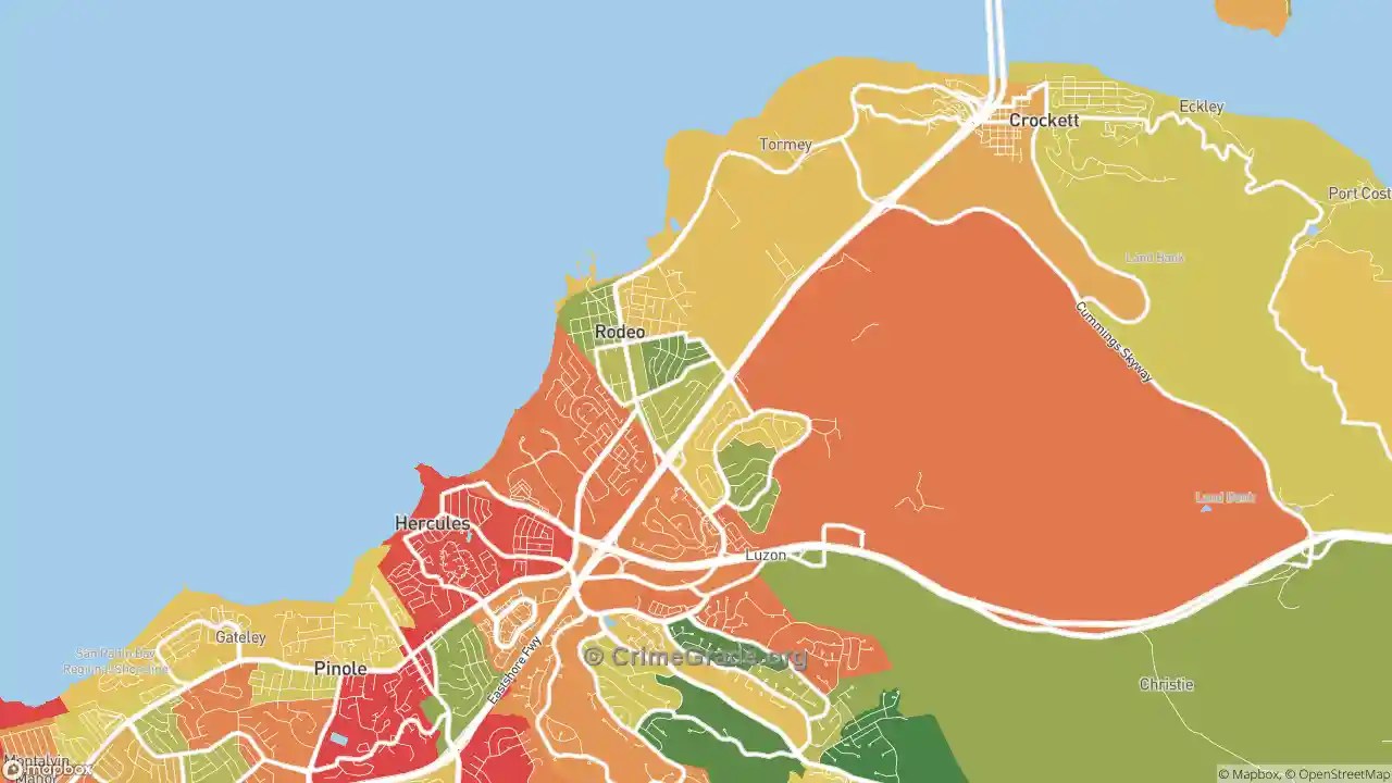 The Safest and Most Dangerous Places in Rodeo, CA Crime Maps and