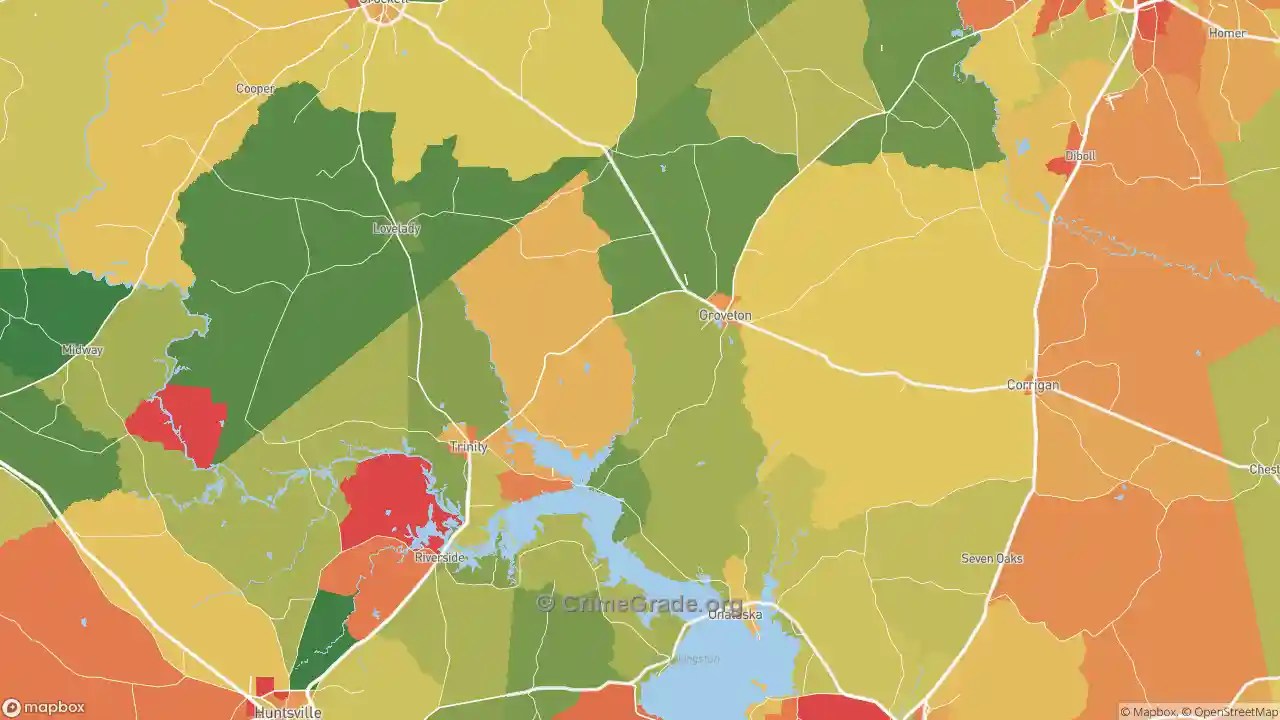 The Safest and Most Dangerous Places in Trinity County, TX Crime Maps