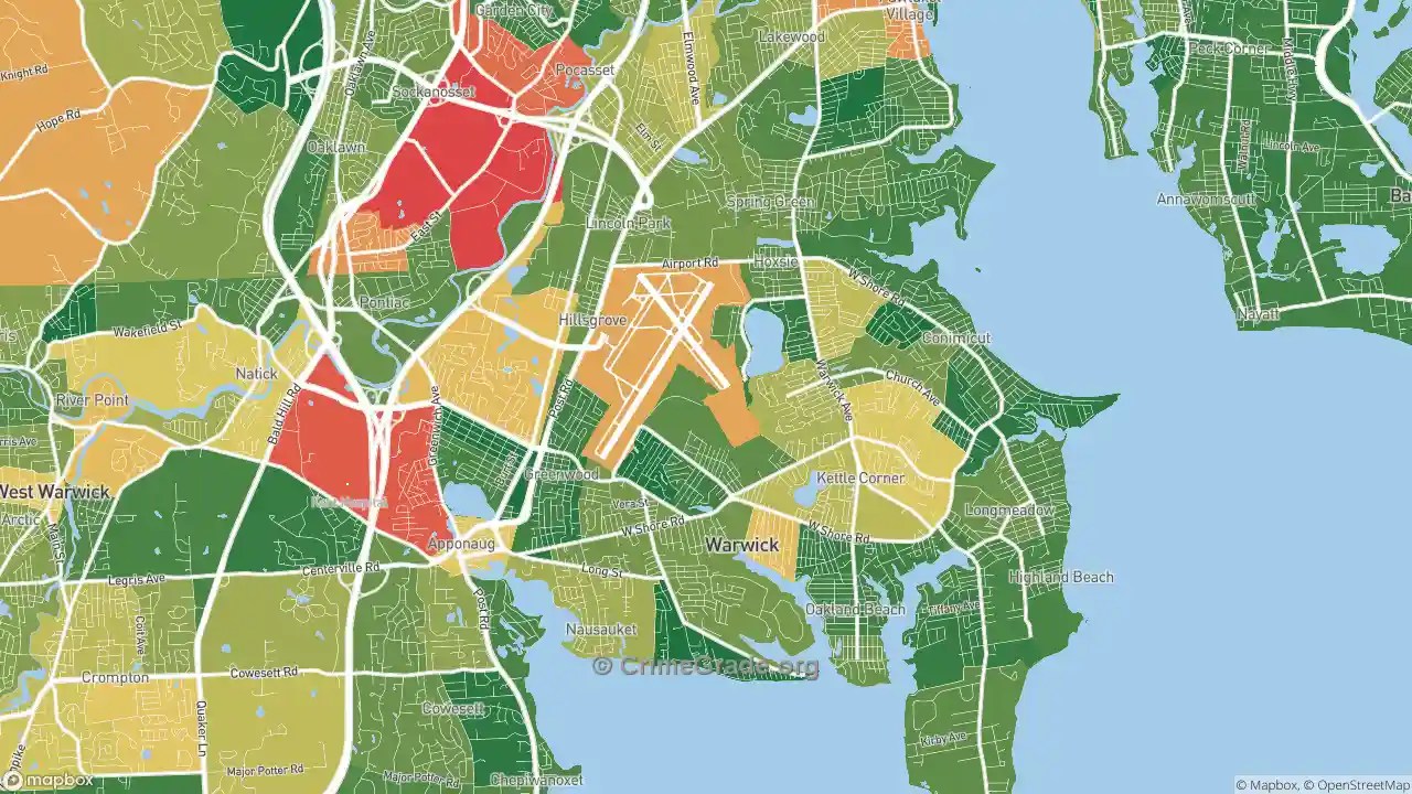 The Safest and Most Dangerous Places in Warwick, RI Crime Maps and