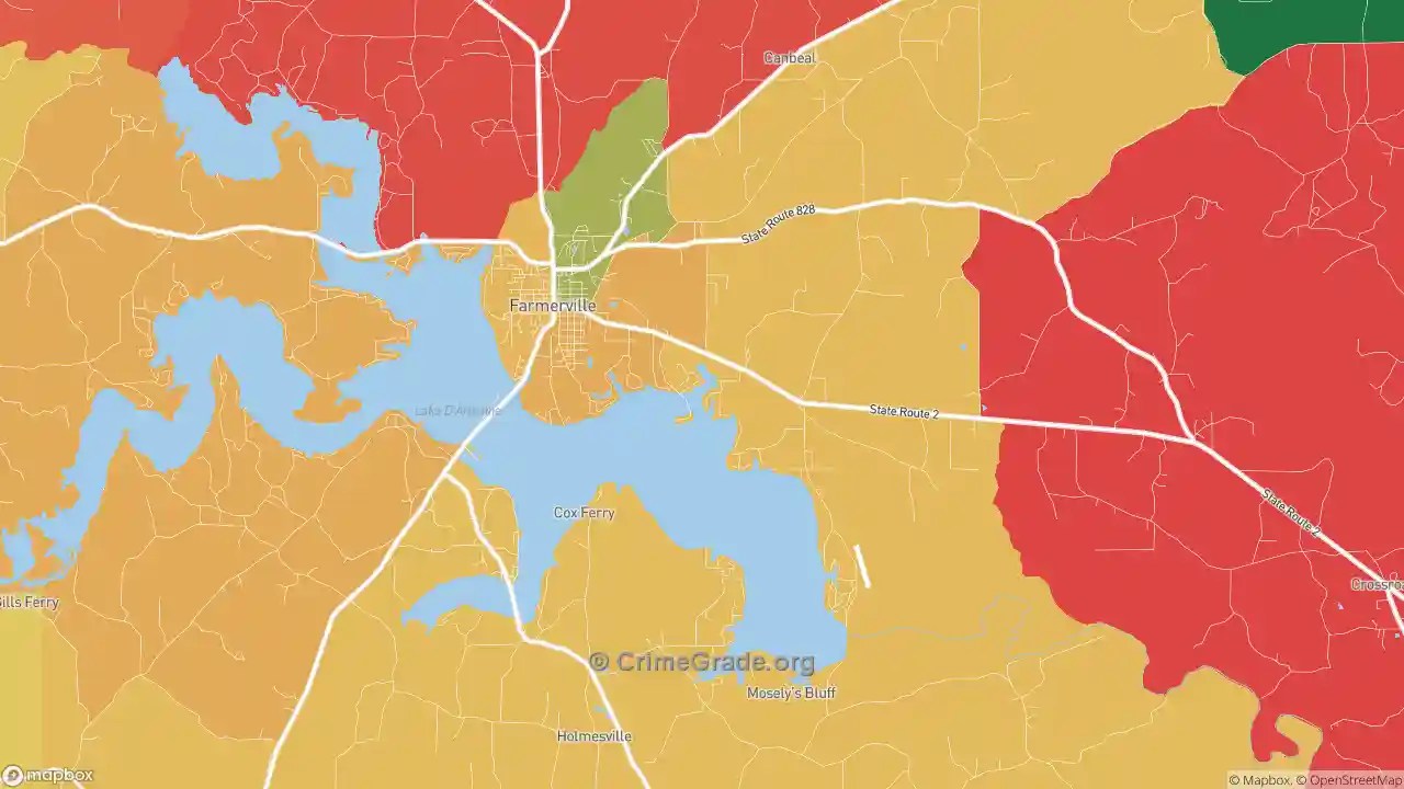 Farmerville, LA Robbery Rates and Robbery Maps
