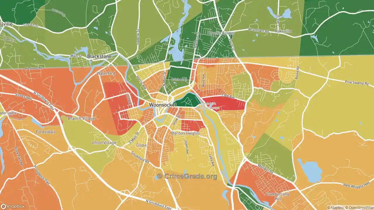 Woonsocket, RI Theft Rates and Theft Maps