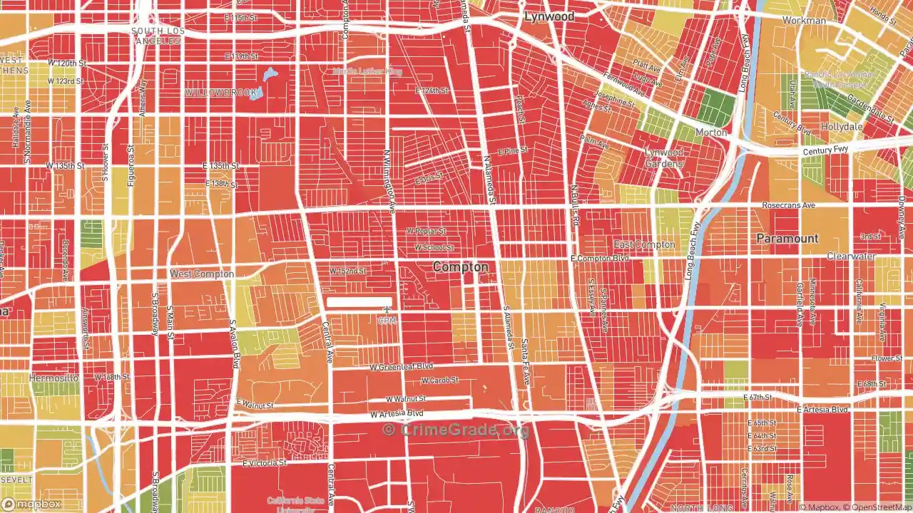 Compton, CA Violent Crime Rates and Maps