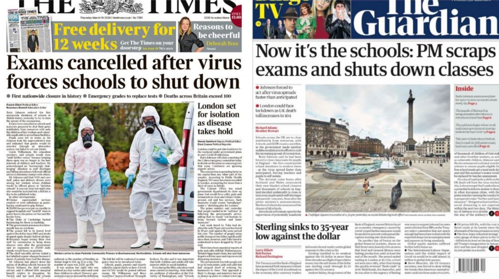 Coronavirus School closures dominate today's front pages ITV News