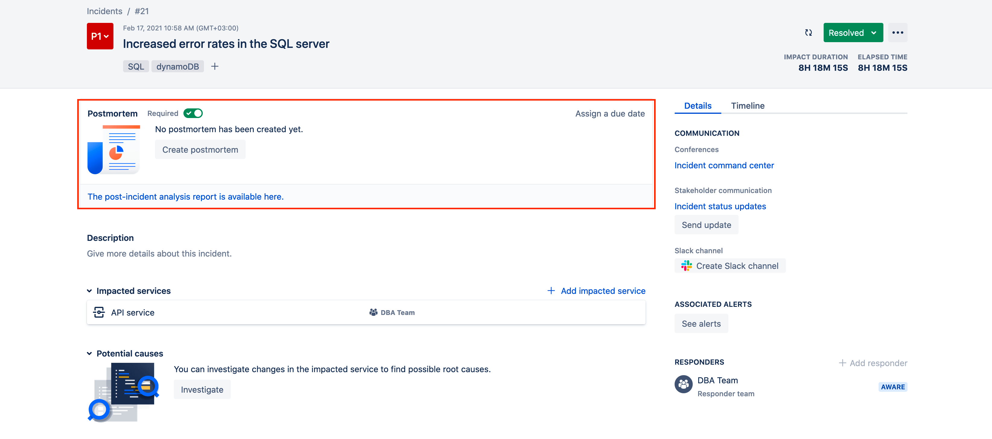 Create a postmortem report Opsgenie Atlassian Support