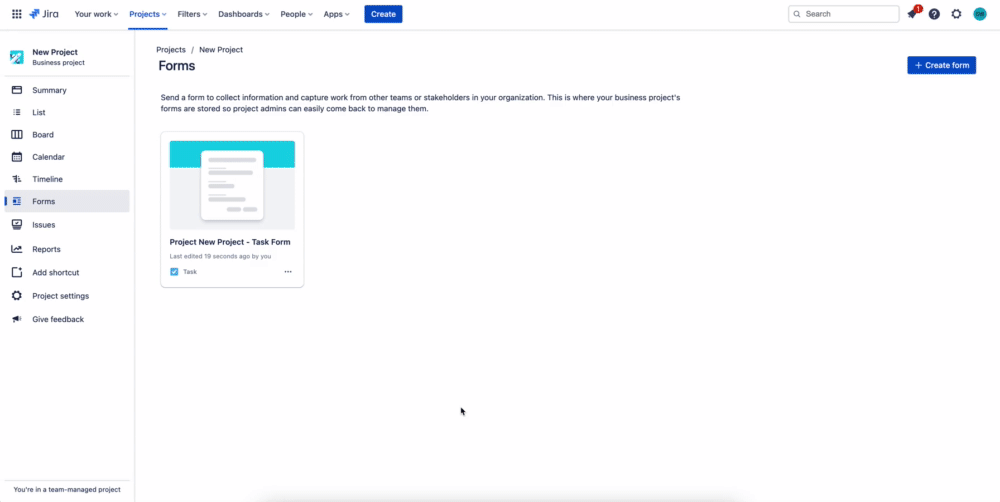 How to create, edit, save, and delete forms Jira Work Management