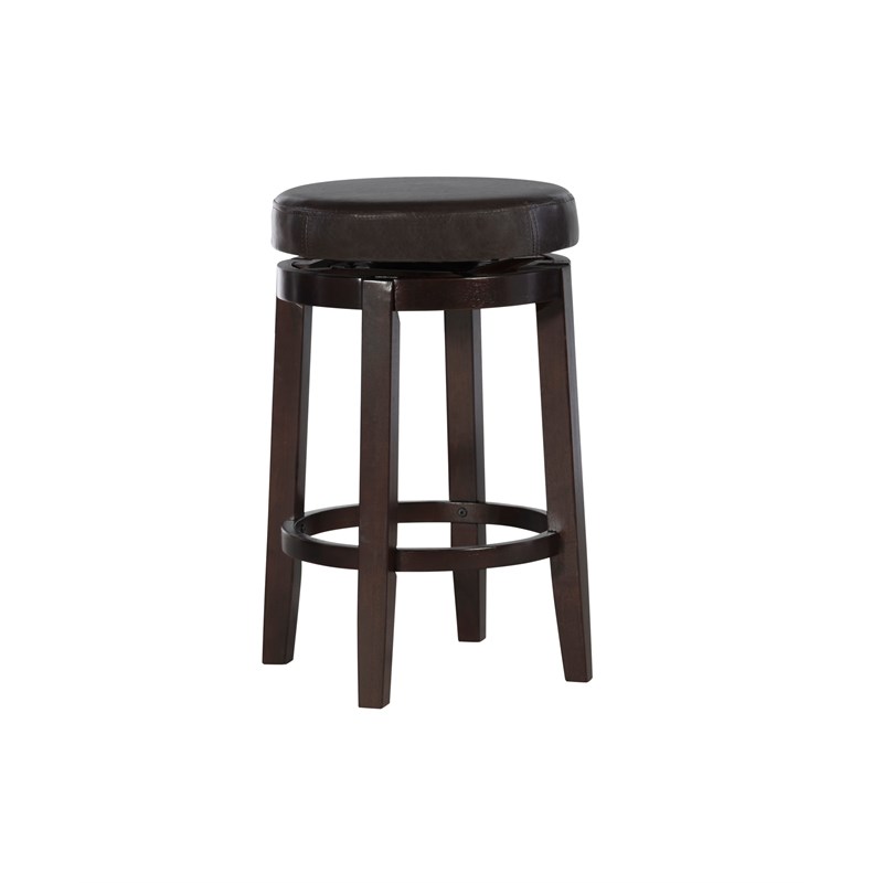 Linon Maya 24" Wood Swivel Counter Stool in Brown Homesquare