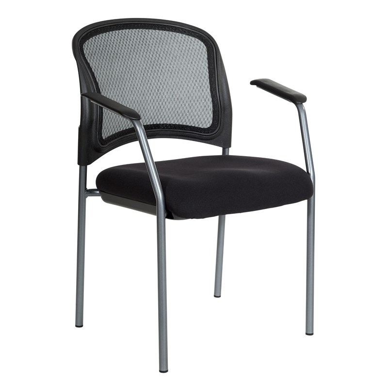 ProGrid Black Mesh Back with Padded Fabric Seat Visitor's Chair with