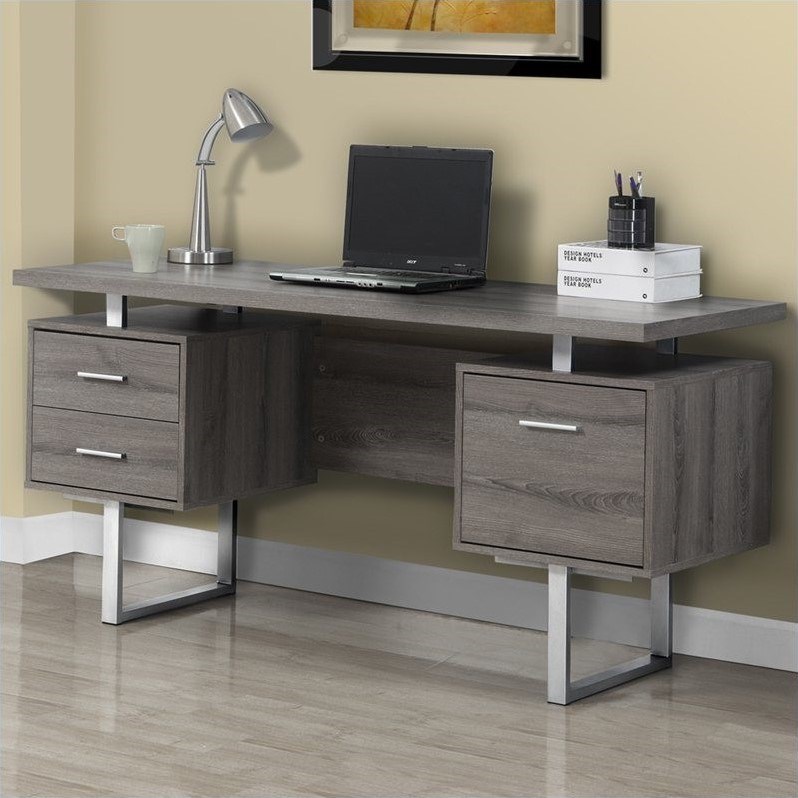 Monarch 60 In Hollow Core Metal Office Desk Monarch 60" Hollow Core Computer Desk in Dark Taupe Homesquare